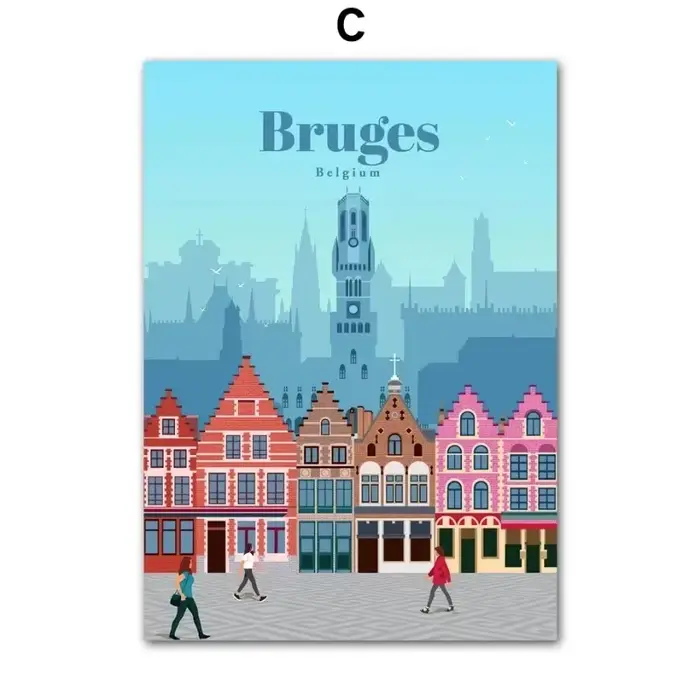 Toile murale de ville de belgique française, Paris, bruxelles, peinture sur toile, affiches et impri