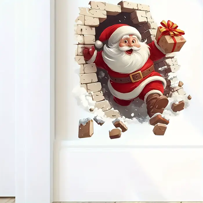 Autocollant mural père noël en vinyle auto-adhésif