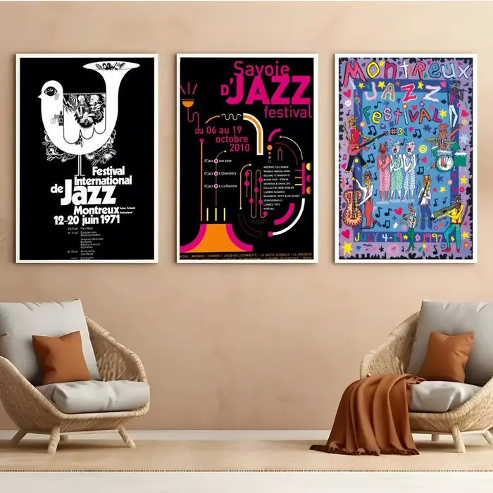 Affiche vintage du festival de musique jazz suisse