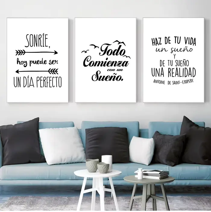Impression d'art de toile de citation positive espagnole et affiche