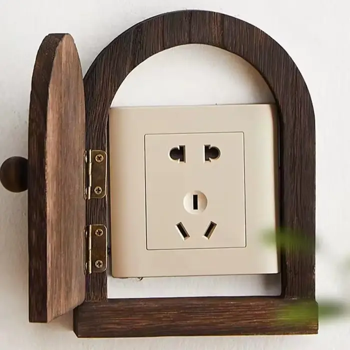 Cache-interrupteur mural multifonctionnel anti-toucher en bois