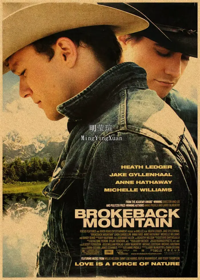 Film romantique classique Brokeback affiche de montagne Kraft Club papier Vintage affiche mur Art pe