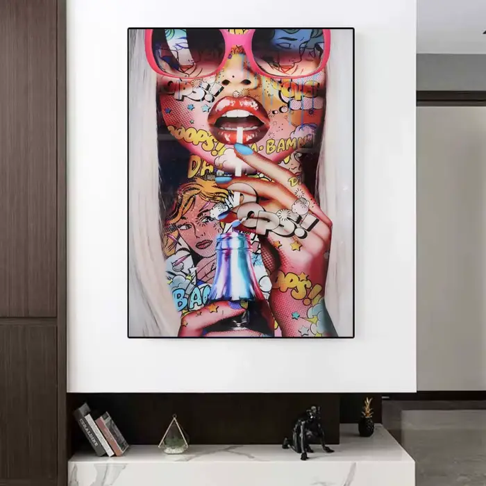 Moderne Pop Graffiti Abstrait Mur Art Cool Filles Manger Sucettes Sexy Femmes HD Huile Sur Toile Affiches Et Impressions Décor
