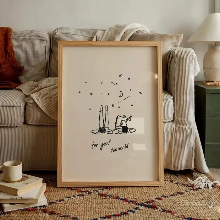 Art mural vertical neutre dessiné à la main pour vous