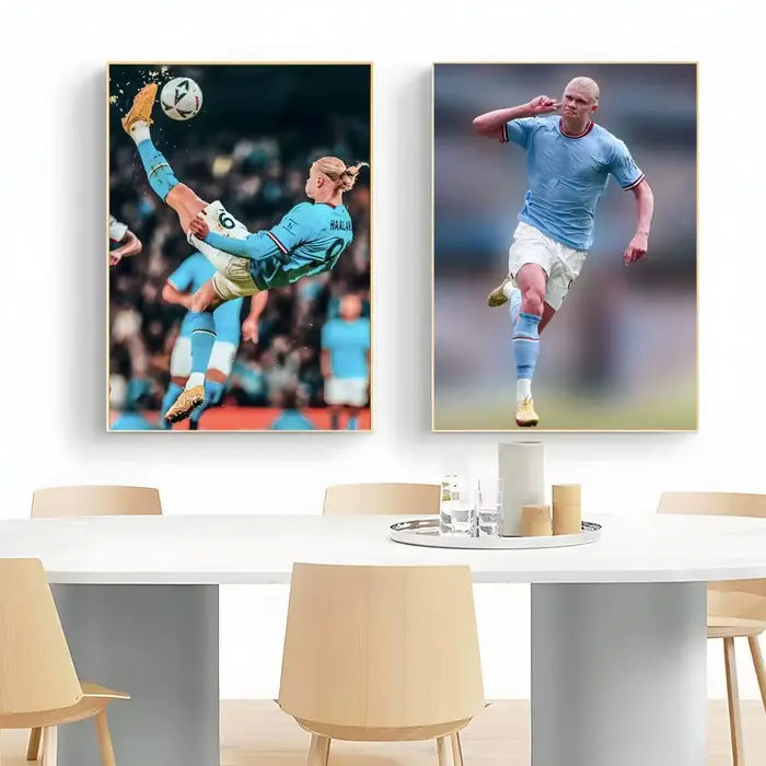 Affiche de l'étoile du football Erling Haaland, impression d'art mural, peinture murale décorative, décoration de la maison, cadeau non encadré
