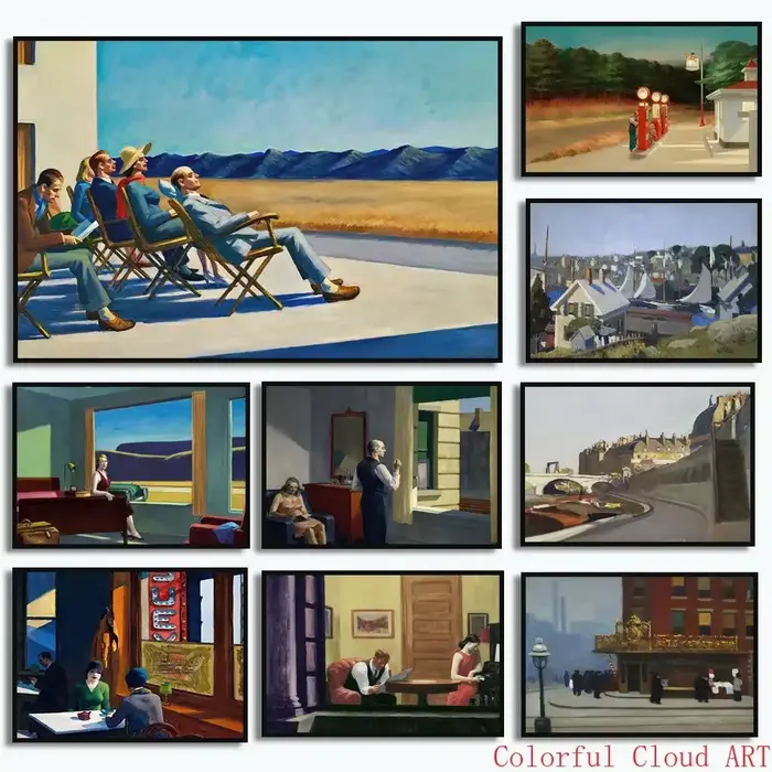 Affiche Edward Hopper, images modulaires de personnes au soleil