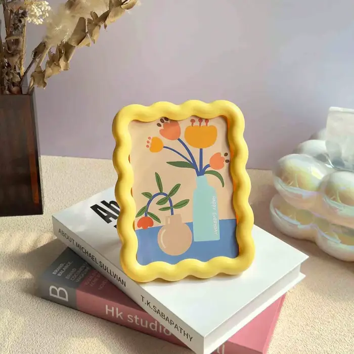 Cadre photo rose/vert/jaune de 6 pouces, cadre en acrylique créatif de style dessin animé pour photos, cadres de qualité, décoration de la maison, cadeaux