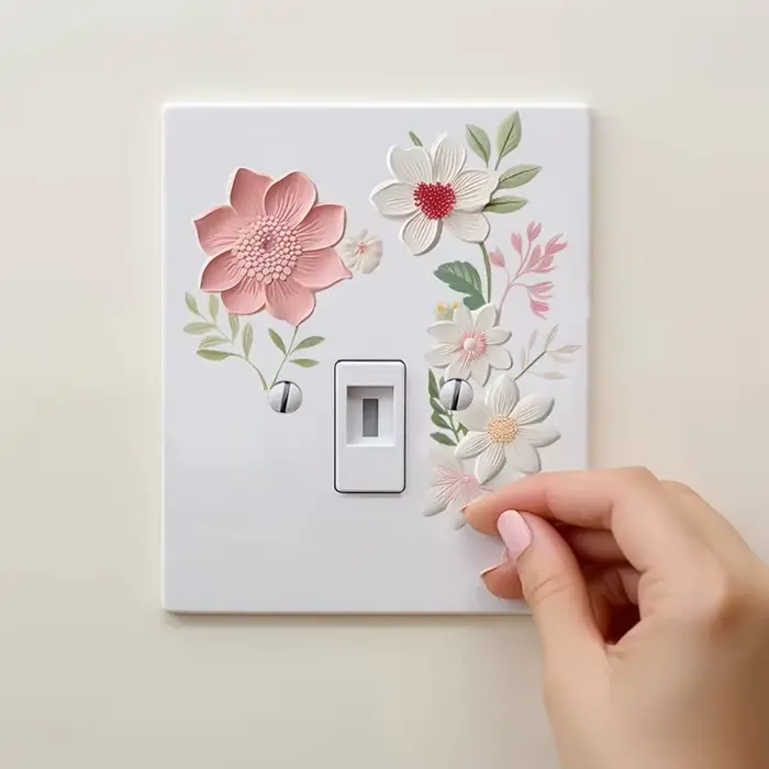 Autocollant mural interrupteur de belles fleurs