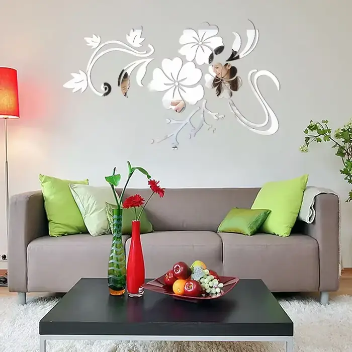 Grandes Décorations Murales Miroir en Forme de Fleurs