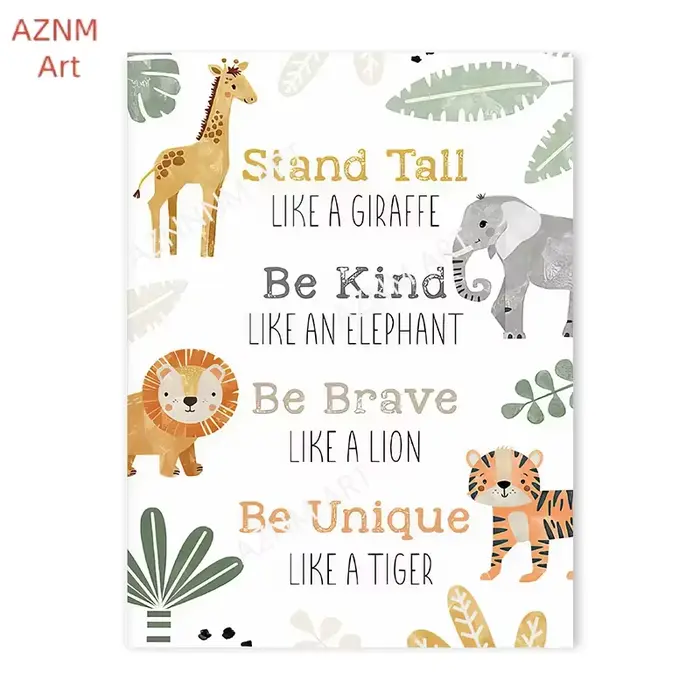 Affiche sur toile d'animaux de la Jungle