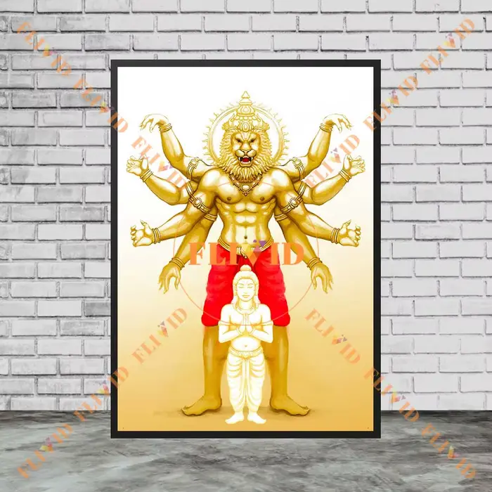 Narasimha l'incarnation de Vishnu Garnesh Hanuman affiche images murales pour décor d'église mur Art toile peinture sans cadre