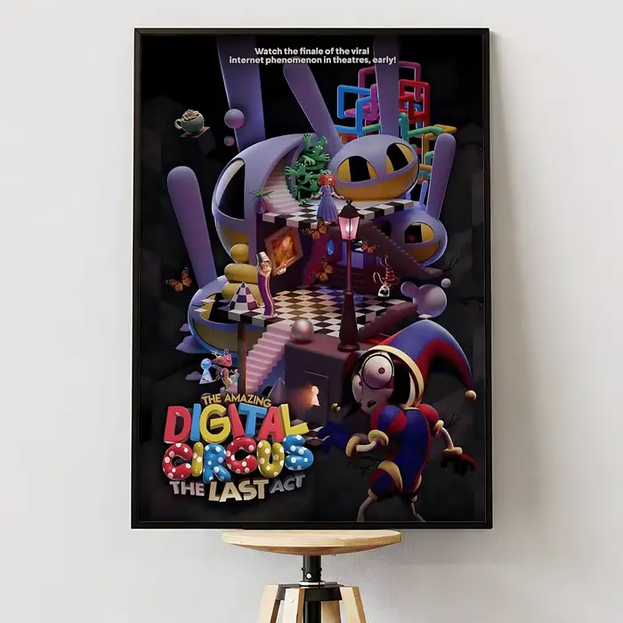 Affiche décorative autocollante en PP, affiche de cirque numérique A-Amazing, imperméable, pour appa