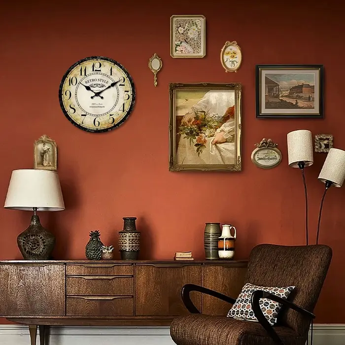 Horloge murale rétro en bois 1 pièce