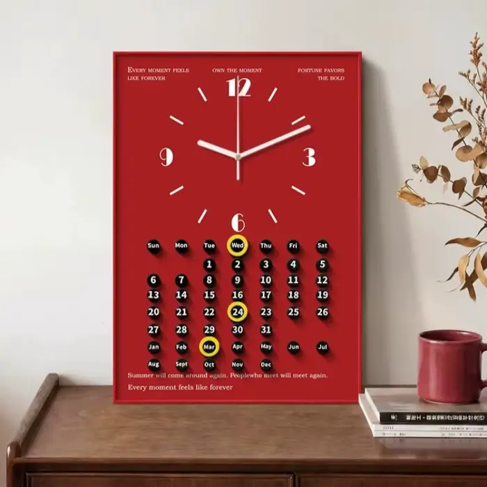 Horloge Murale Calendrier Créative pour Salon