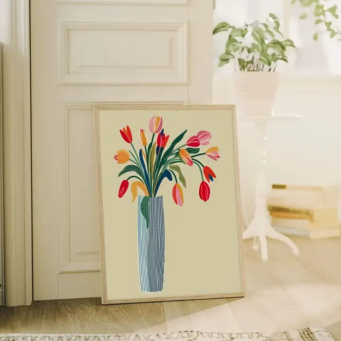 Art mural tulipe coloré, impression de Vase Floral moderne, affiches en toile florale simples, plant