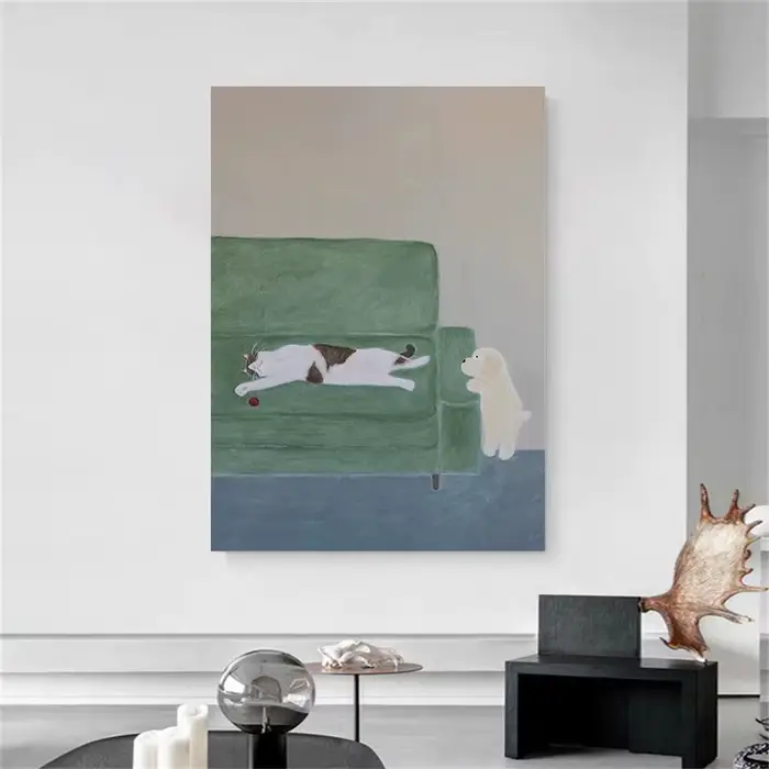 Peinture à l'huile de lignes abstraites peintes à la main