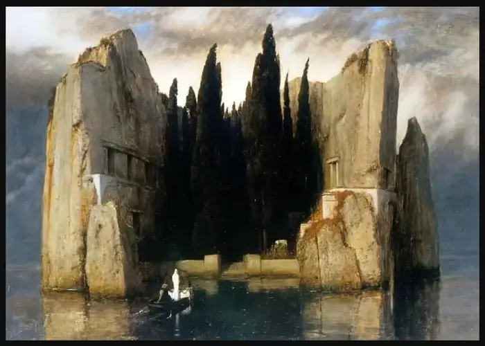 Arnold Bocklin: peintures à l'huile de l'île des morts affiche en soie peinture décorative peinture 