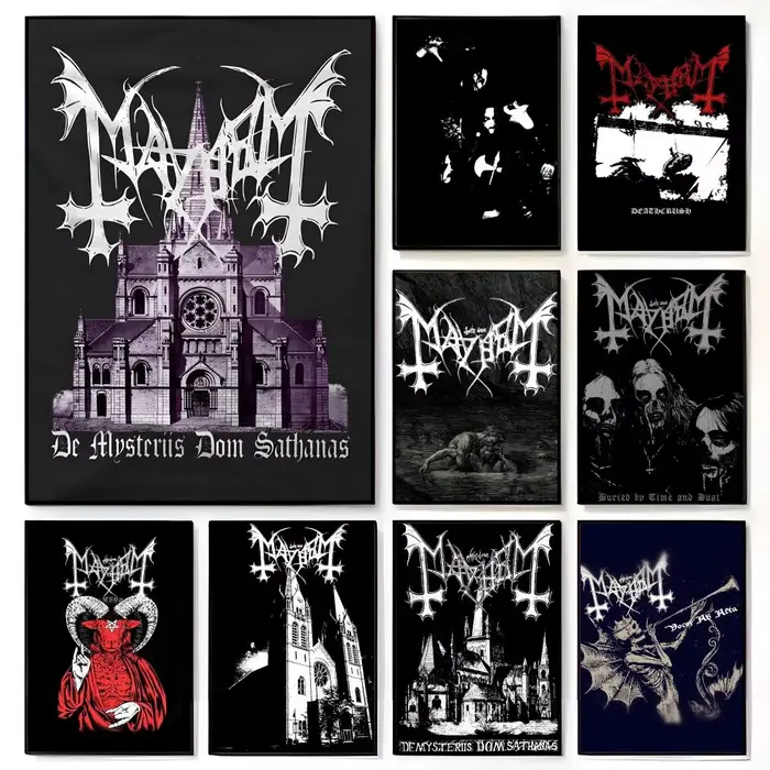 Affiche artistique du groupe de métal noir M-Mayhem