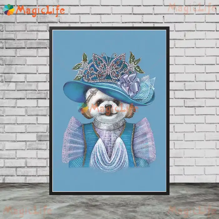 Dessin animé drôle chien habiller Portrait animaux affiches photos murales pour salon nordique affiche mur Art toile peinture sans cadre