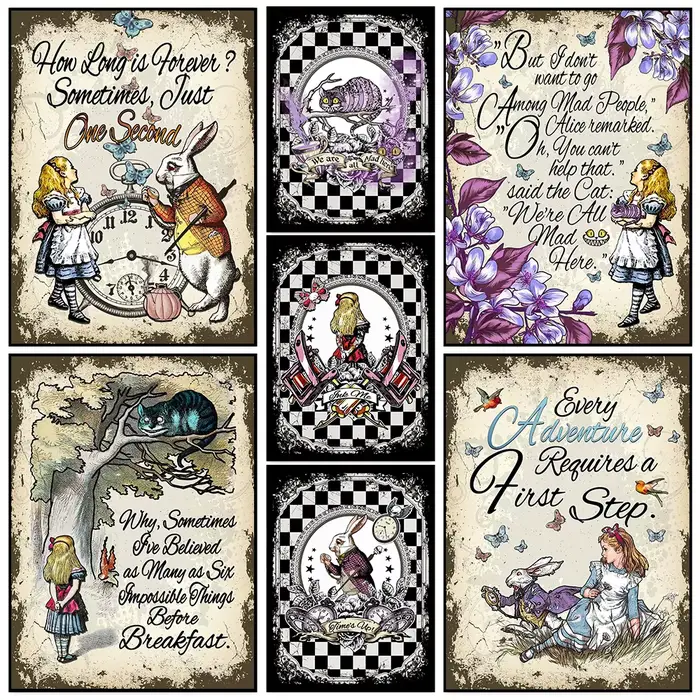 Affiche de princesse de dessin animé rétro Alice au pays des merveilles