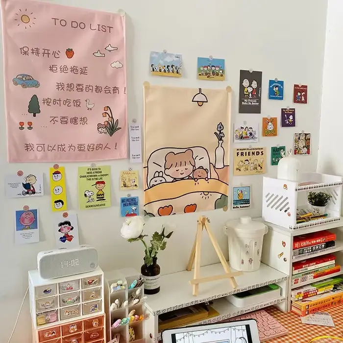 Tapisserie murale en tissu Kawaii
