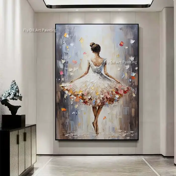 Peinture à l'huile sur toile de Ballet dansant de fille