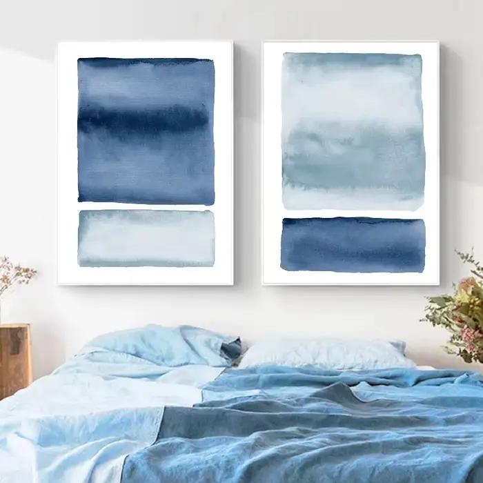 Peinture abstraite avec aquarelle bleue
