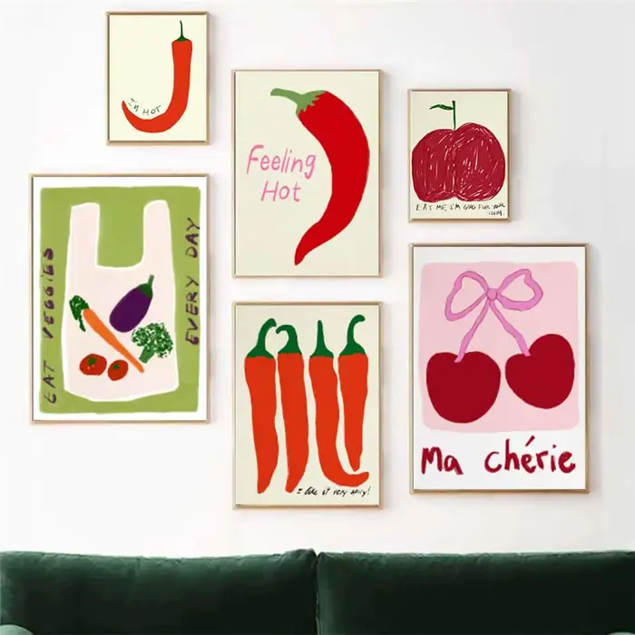 Affiche murale colorée avec citations alimentaires