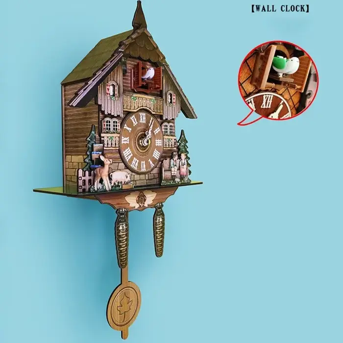 Grande horloge coucou en bois faite à la main