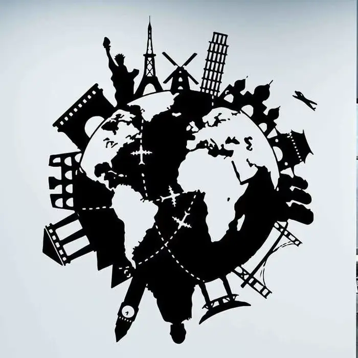 Grande carte du monde Stickers muraux dessin animé carte décor à la maison pour chambre d'enfants vi