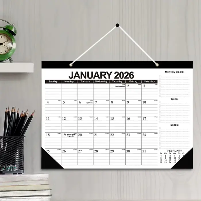 Nouveau calendrier mural 2026 18 mois 2026-2027 quotidien hebdomadaire mensuel Agenda planificateur organisateur décor