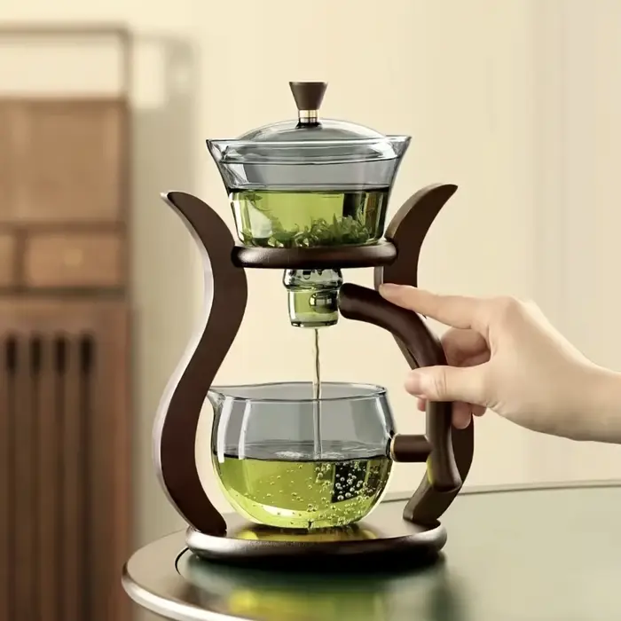 Paresseux Kung Fu service à thé en verre semi-automatique goutte à goutte avec infuseur ensemble de