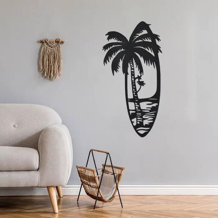 Décor artistique mural en métal noir