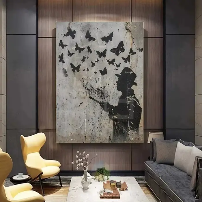 Banksy – affiche de Graffiti colorée abstraite