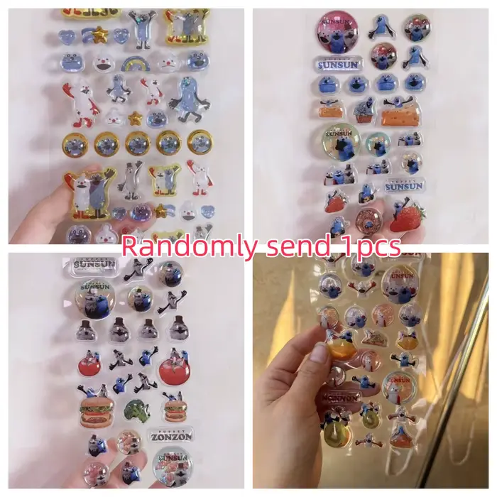 Autocollant transparent en relief 3D style rétro alimentaire dessin animé, créatif, pour étudiants,