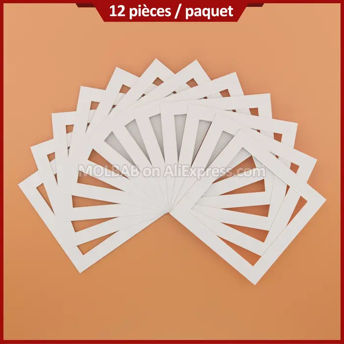 Tapis Photo carrés 8/10/12/14/16 pouces, supports en carton à Surface texturée blanc/noir pour décoration de montage de cadre Photo, 12 pièces/lot