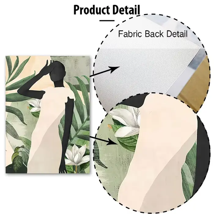 Peinture sur toile abstraite de femme africaine avec feuilles