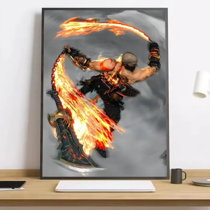 Affiche de peinture vintage classique inspirée de God of War Ragnarok : mur d'espace durable et impe
