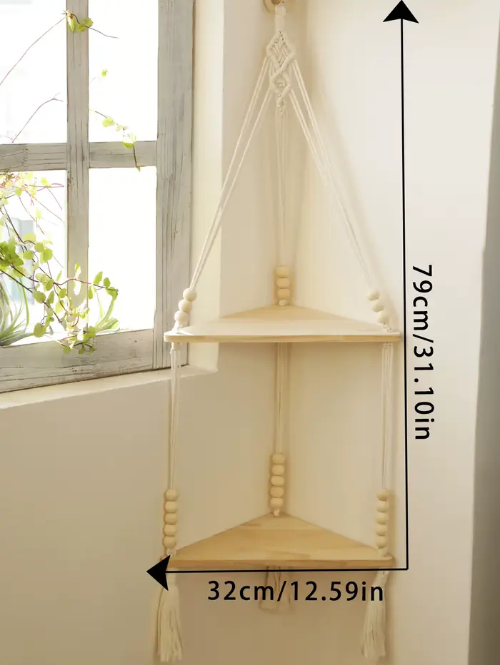 Étagère suspendue en macramé style Boho