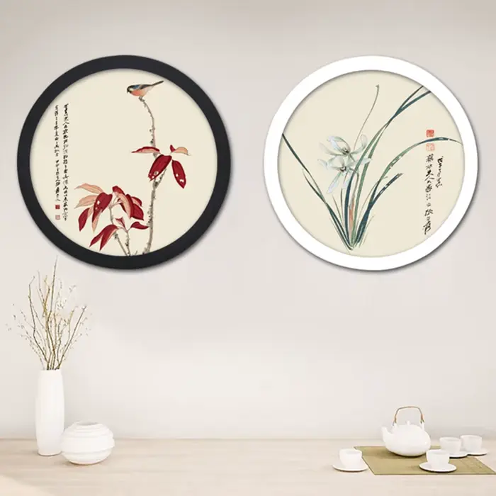 Cadre photo mural rond en bois