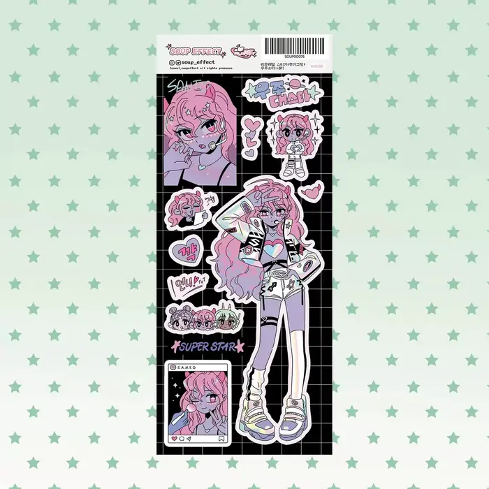 Autocollants de dessin animé coréen mignon doux Cool fille personnage
