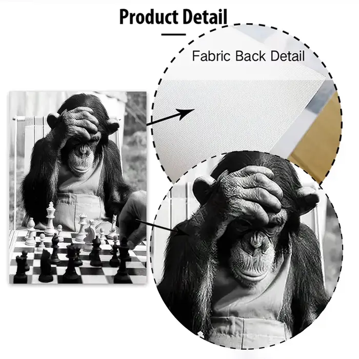 Classique Vintage Animal mur Art singe jouant des échecs HD toile imprimée affiche maison salon chambre peinture décorative