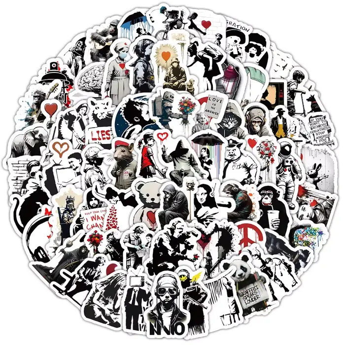 100 autocollants Banksy Art Graffiti DIY créatifs pour skateboard, tasse, valise, ordinateur, réfrig