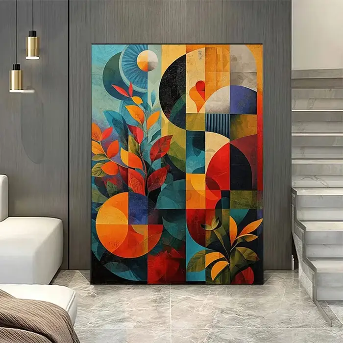 Tableau décoratif mur de salle 5DDIY diamant peinture décoration Art abstrait couleur fleur mosaïque
