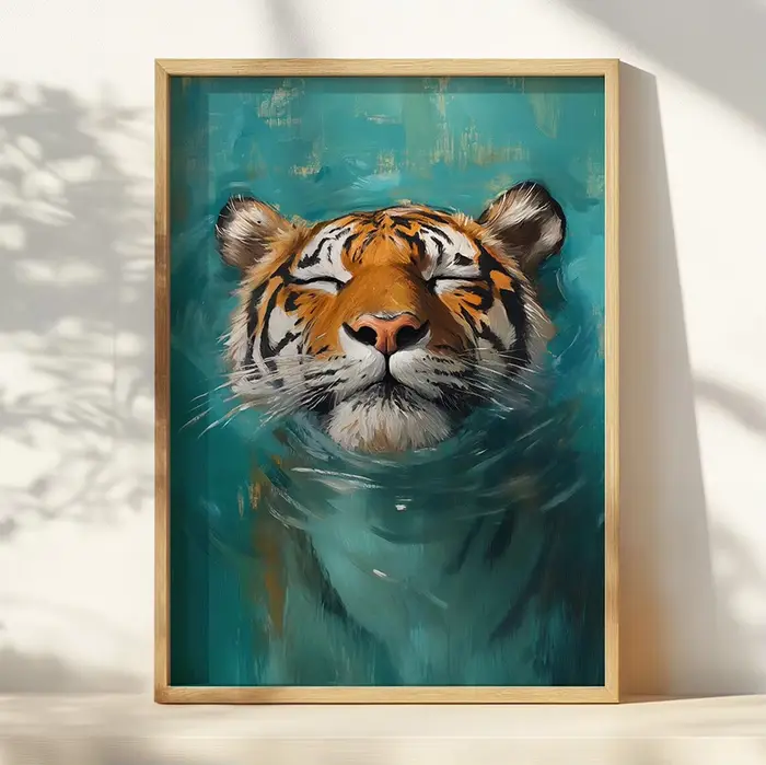 Impression murale de tigre – Téléchargement numérique Peinture de la faune – Affiche