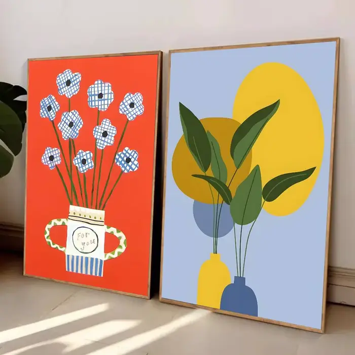 Affiche sur toile moderne avec motif de marché floral et de plantes