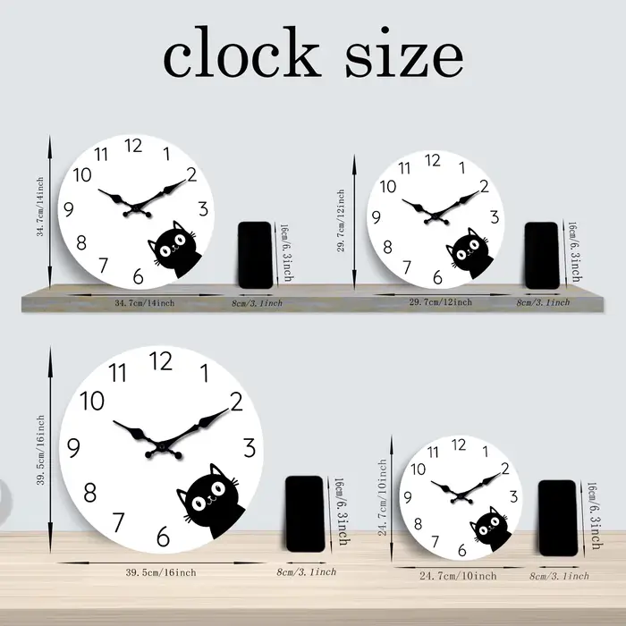 Horloge murale moderne en bois de chat noir Normcore salon chambre cuisine décoration de la maison