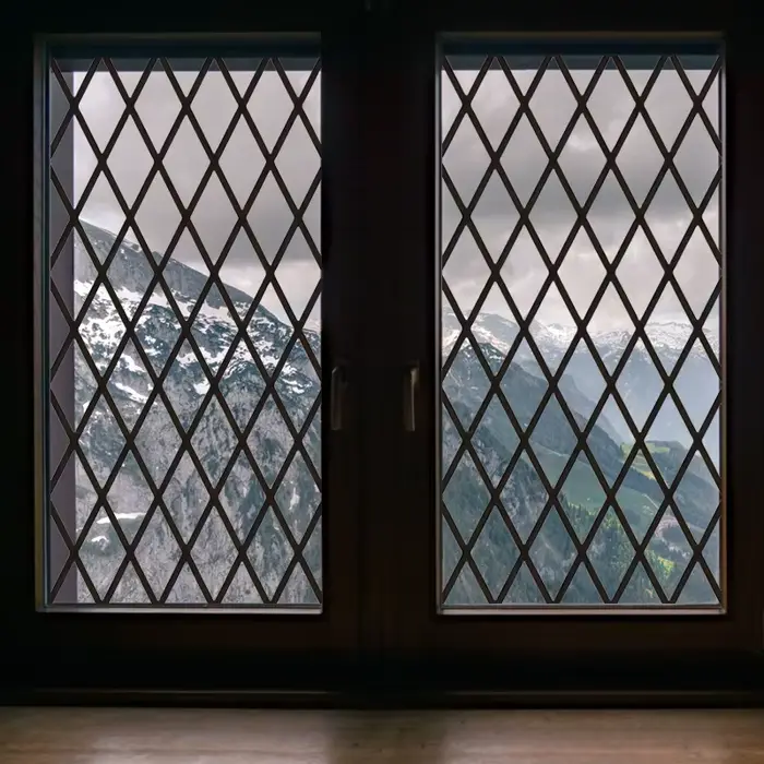 Film de Vitrail Transparent, Autocollant en Verre, Style Fer, Ligne Noire, Porte de Bureau, Anticollision, Décoration de Maison