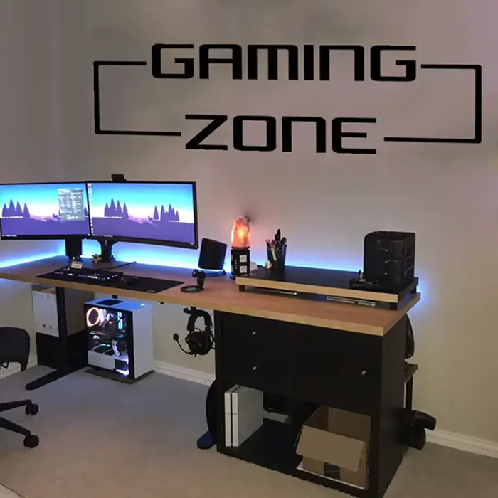 Grand autocollant mural Gaming Zone, salle de jeux, chambre d'enfant, jeu vidéo, citation, décalcomanie, chambre à coucher, vinyle, décoration d'intérieur