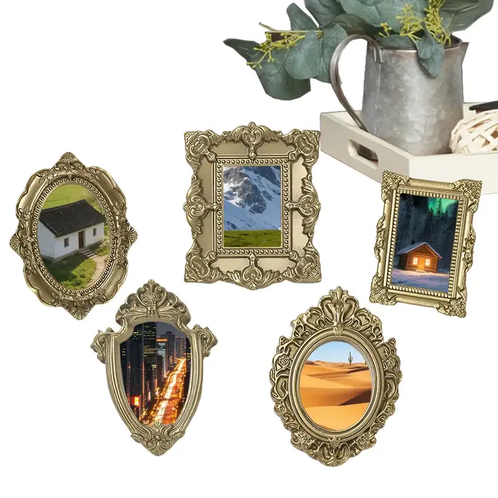 Cadres photo miniatures en résine, petits cadres photo anciens, cadre photo mural en dentelle pour présentation de bijoux, photographie, DIY, 5 pièces